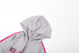 Women Autumn/Winter Zipper Hooded Top and Printed Pants Two-Piece Set