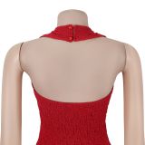 Women Sexy Hollow-Out Halter Neck Backless Dress