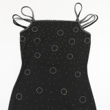 Women Sexy Spaghetti Strap Beaded Party Maxi Dress