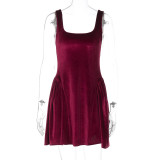 Women Casual Velvet Sleeveless Dress