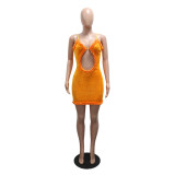 Women Spaghetti Strap Sequin Hollow-Out Sexy Sequin Bodycon Dress