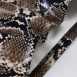Women Sexy Snake Print Pu-Leather Shorts