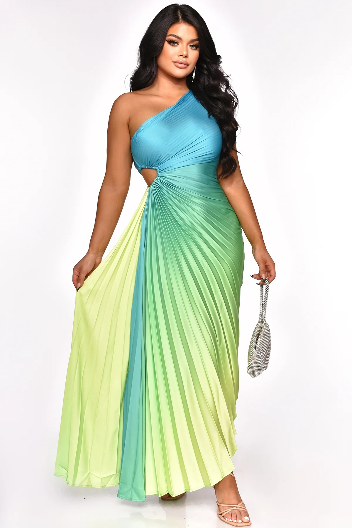 Gradient Pleated Dress for Parties & Occasions