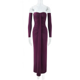 Women Strapless Gathered Sleeve Dress