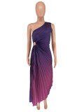 Women Gradient Sexy Pleated Dress
