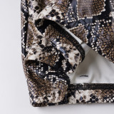 Women Sexy Snake Print Pu-Leather Shorts
