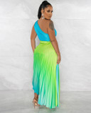 Women Gradient Sexy Pleated Dress
