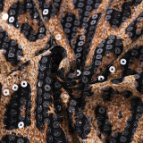 Women Printed Sequin Leopard Vest