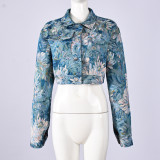 Women Fashionable Long-Sleeved Crop Jacket