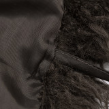 Women Autumn/Winter Sexy Furry Hooded Backless Lace-Up Top