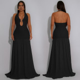 Women Sexy Hollow-Out Halter Neck Backless Dress