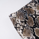 Women Sexy Snake Print Pu-Leather Shorts