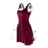 Women Casual Velvet Sleeveless Dress