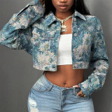 Women Fashionable Long-Sleeved Crop Jacket