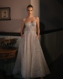 Women's Strap Silver Spray Short Puffy Wedding Dress