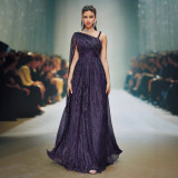 Winter Women's One Shoulder Strap Long Dress for Party Plus Size Evening Gown