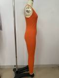 Women's Sexy Colorblock Slim Fit Cutout One Shoulder Strap Yoga Jumpsuit