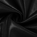 Autumn & Winter Women's Round Neck Shiny Cropped Pullover Open Waist Top Tight SLim Shorts Set