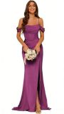 Women's Long Satin Bridesmaid Dress Split Formal Mermaid Evening Gown