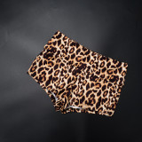 Autumn & Winter Women's Round Neck Leopard Print Pullover High Waist Tight Slim Shorts Set
