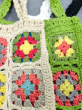 Women's Crochet Color Block Patchwork Tote & Shoulder Square Bag