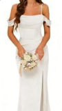 Women's Long Satin Bridesmaid Dress Split Formal Mermaid Evening Gown