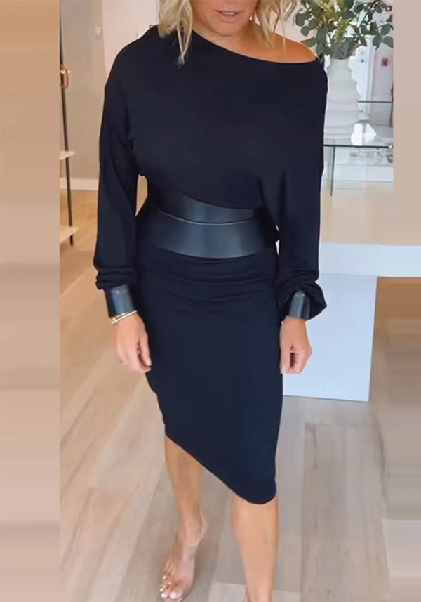Autumn Women's Fashion Elegant Dress with Belt