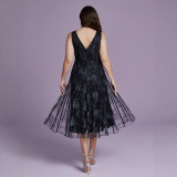 Autumn & Winter Plus Size Women's Double V Neck Chic Dress for Prom Evening Gown