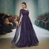Winter Women's One Shoulder Strap Long Dress for Party Plus Size Evening Gown