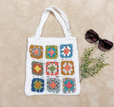 Women's Crochet Color Block Patchwork Tote & Shoulder Square Bag