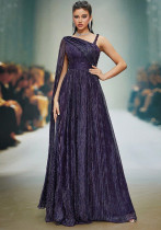 Winter Women's One Shoulder Strap Long Dress for Party Plus Size Evening Gown