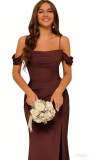 Women's Long Satin Bridesmaid Dress Split Formal Mermaid Evening Gown