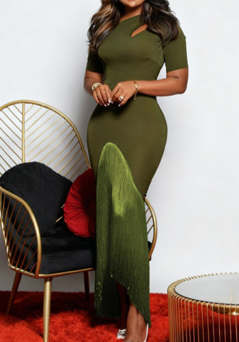 Women Hollow-Out Tassel Patchwork Formal Party Dress