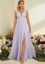 Women sexy V-neck evening dress