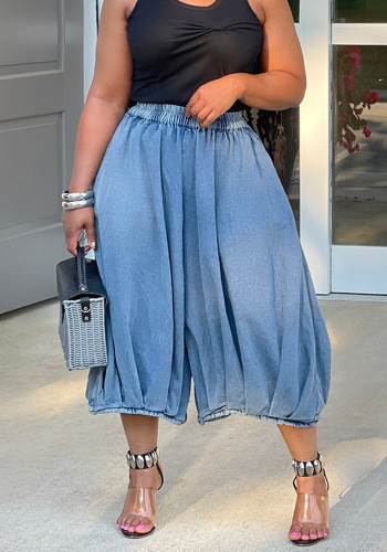 Women Casual Denim Wide-leg cropped Pants