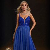 Women sequined halter halter evening dress