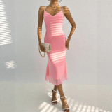 Women Summer Sexy Lace Mesh Spaghetti Strap Summer Sexy Bodycon Dress