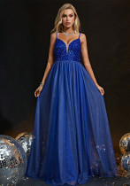 Women sequined halter halter evening dress