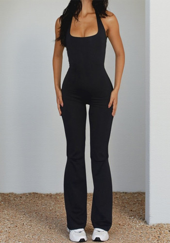 Women Halter Neck Bell Bottom Jumpsuit