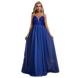 Women sequined halter halter evening dress