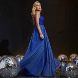 Women sequined halter halter evening dress