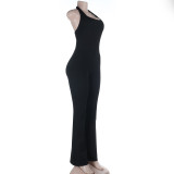 Women Halter Neck Bell Bottom Jumpsuit