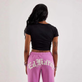 Women's Cropped T-Shirt Printed Short Sleeve Top