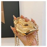 Women's Mini Metallic Lips Shape Coin Purse Clutch Bag