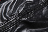 Women's Fall/Winter Slim-Fit Contrast Short Leather Zip Jacket