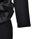 Women's Chic Solid Color Round Neck Sexy Tight-Fitting Long Dress