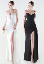 Women's Formal Luxury Solid Color Slim Waist Pleated Chian Evening Gown