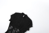 Women's Fall/Winter Sexy Round Neck Slim Fit See-Through Slit Short Sleeve Chic Dress