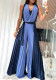 Women's Contrast Patchwork Sleeveless Slim Waist Tie-Back Pleated Wide-Leg Jumpsuit
