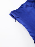 Women's One-Shoulder Cut-Out Solid Color Ruffle Slim Waist Tiered A-Line Tie-Waist Party Gown